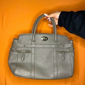 Gray Faux Leather Purse